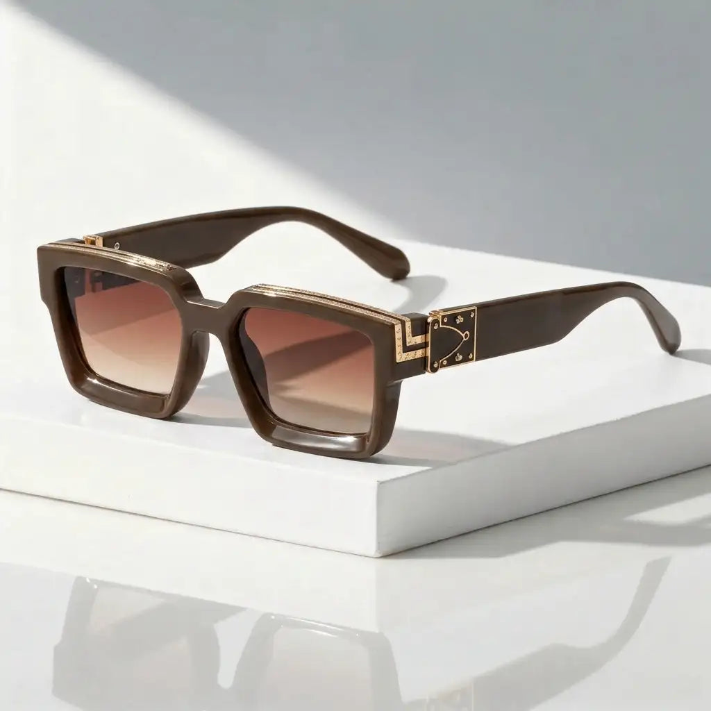 Espresso Brown Gilded Shades sunglasses, angled view