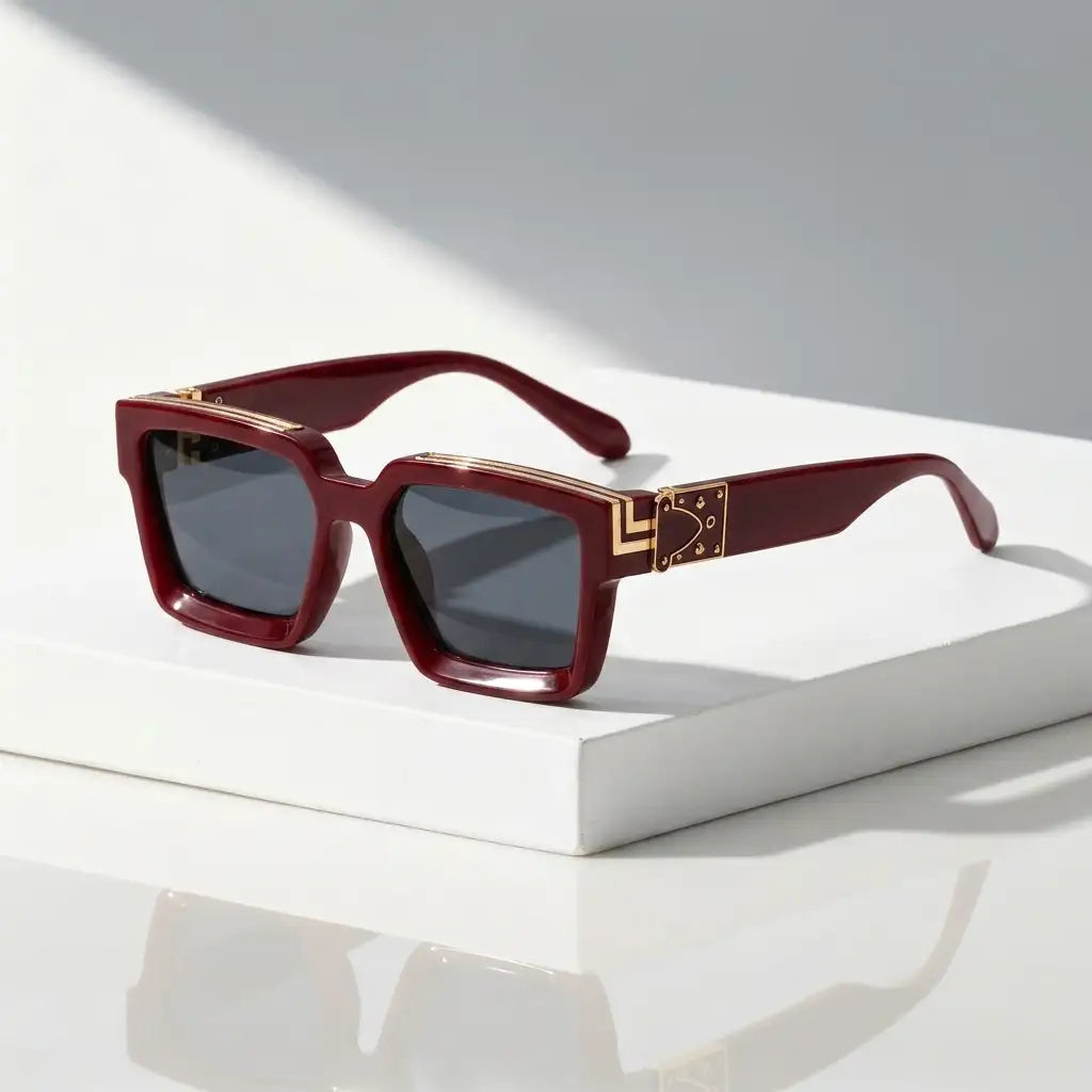 Deep Rouge Gilded Shades sunglasses, angled view
