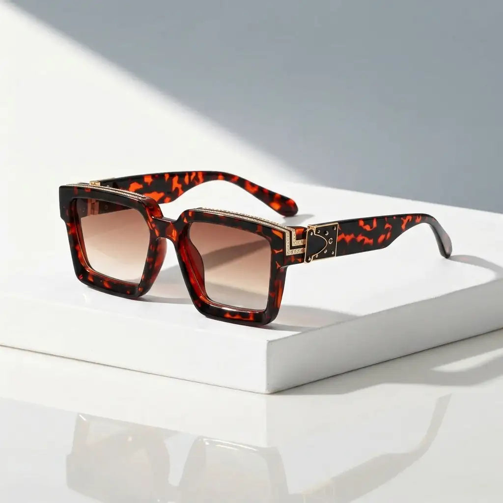Sunset Tortoise Gilded Shades sunglasses, angled view