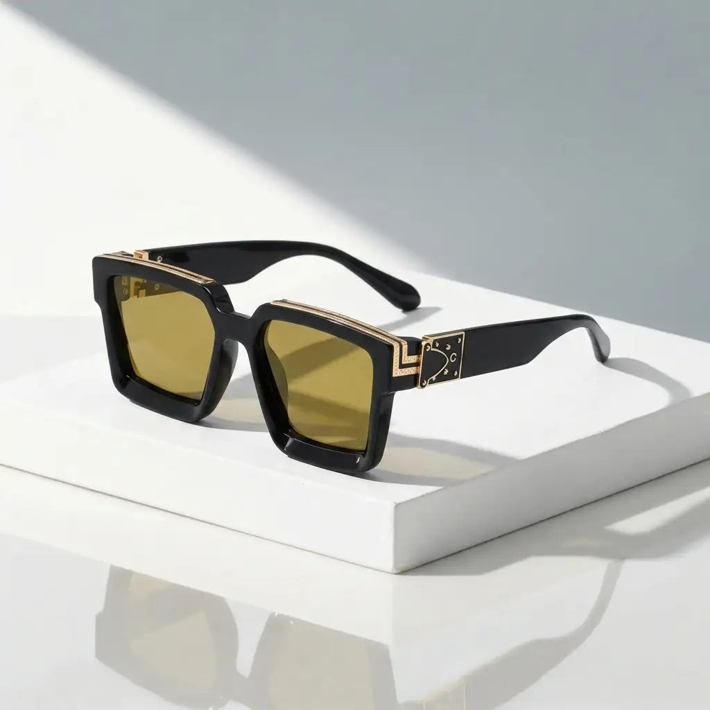 Vintage Olive Gilded Shades sunglasses, angled view