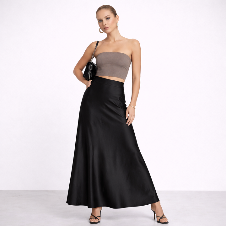 Celeste A-Line Satin Skirt