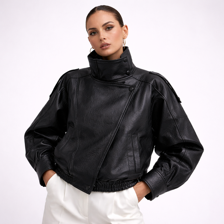 Elara Asymmetric Leather Jacket