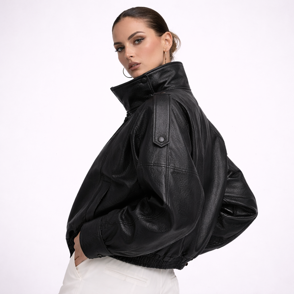 Elara Asymmetric Leather Jacket