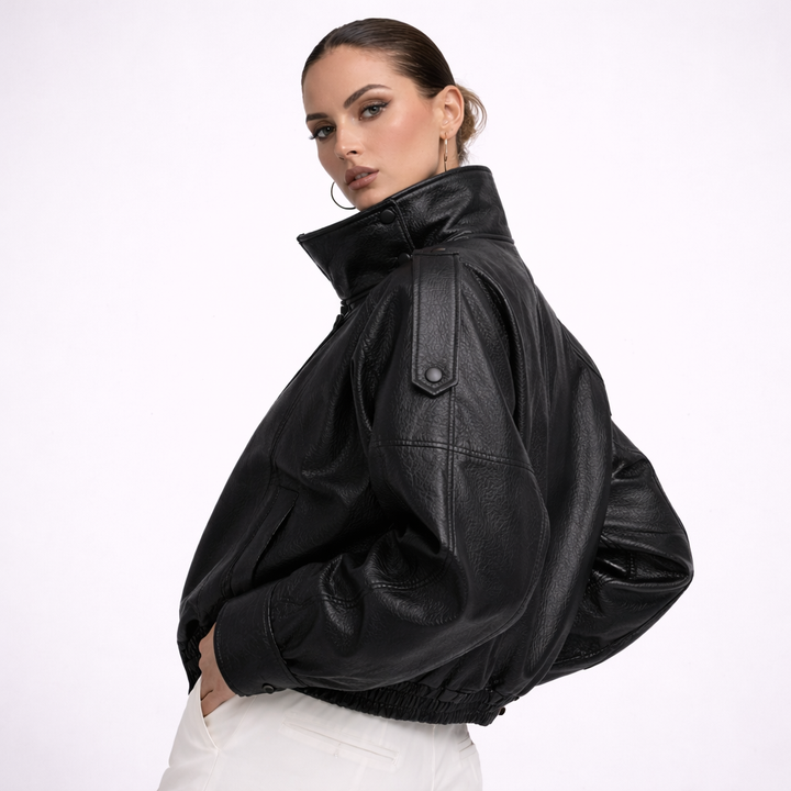Elara Asymmetric Leather Jacket