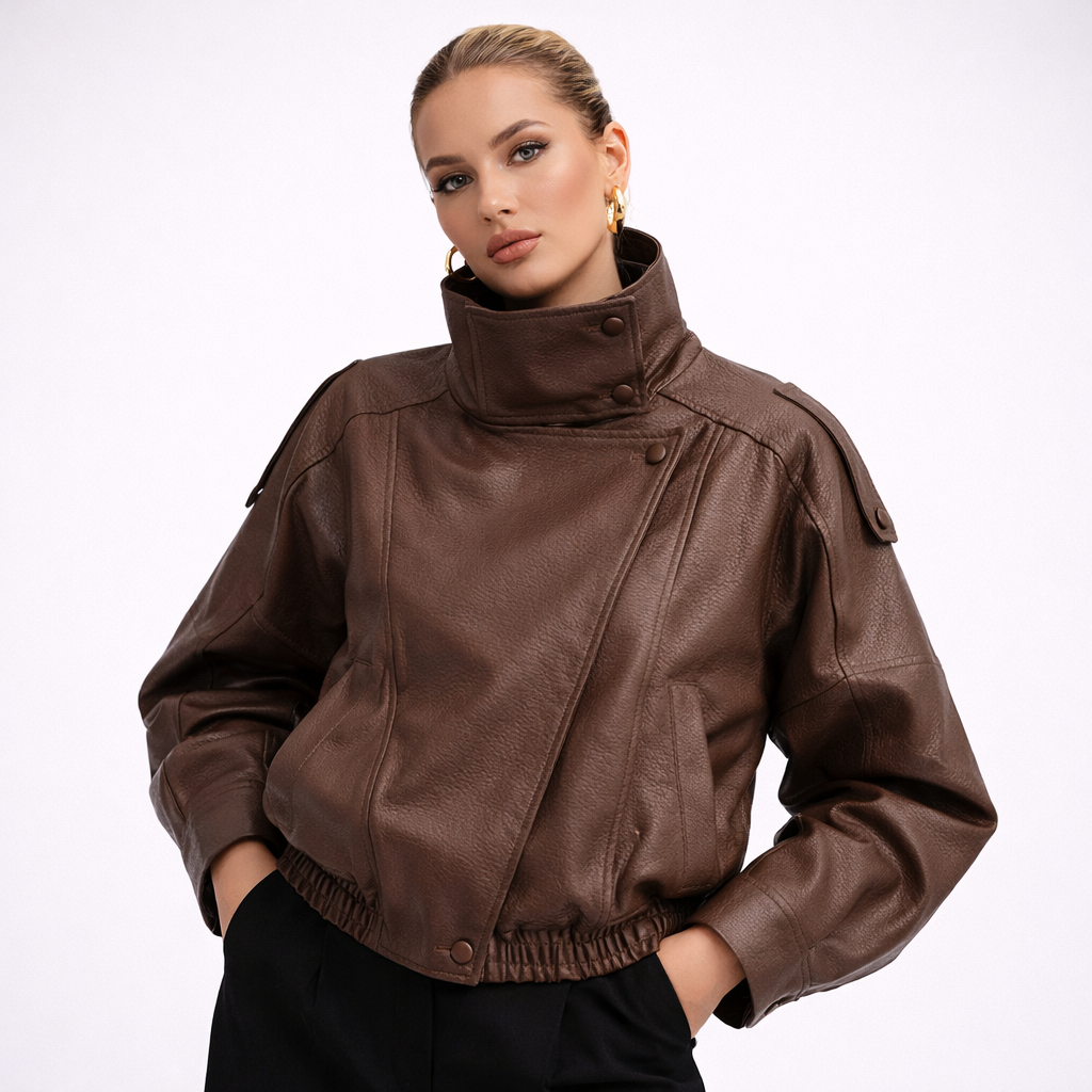 Elara Asymmetric Leather Jacket