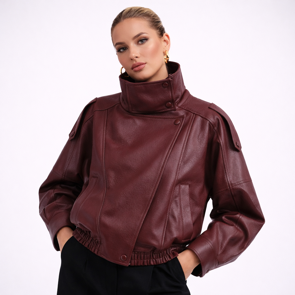 Elara Asymmetric Leather Jacket