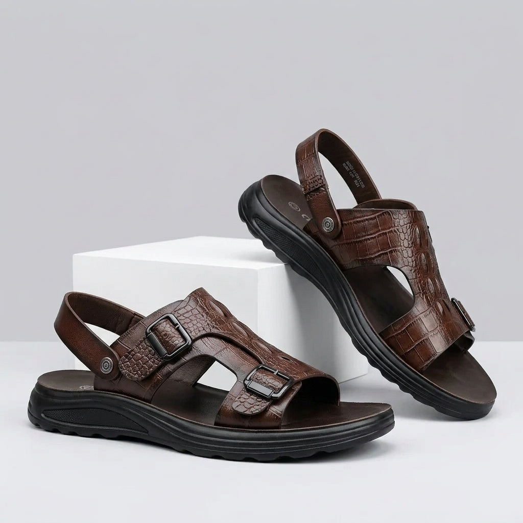 Harbor Croc-Embossed Sandals